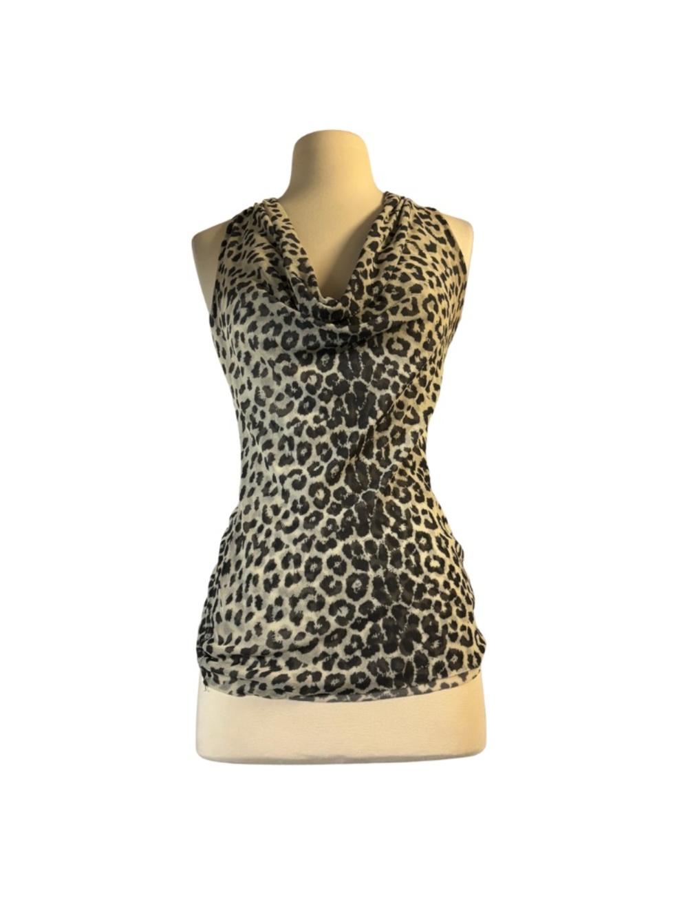 Leopard print cowl neck tank